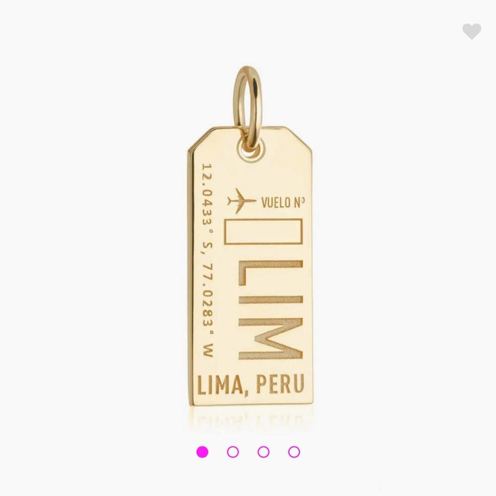 Lima Peru Luggage Tag ✈️ Gold Charm Jet Set Candy - LIM Airport 14K gold